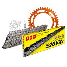 Jeu de chaînes DID Alu 520VX3 / 118 Serrure à clipser orange pour KTM EXE Super Enduro Moto 125 ccm Bj. 2000 - 2001