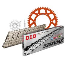 Kettingset DID Alu 520ZVM-X / 116 Eindeloos oranje voor Husqvarna FE, Husaberg KTM SX-F Racing EXC i.e. Sixdays 250 - 505 cc Bj. 2003 - 2020