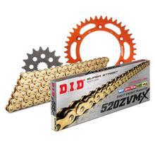 Kettingset DID Alu 520ZVM-X / 110 Nietschloss oranje voor KTM LC4-E Super Moto LC4 SM 640 ccm Bj. 1999 - 2006
