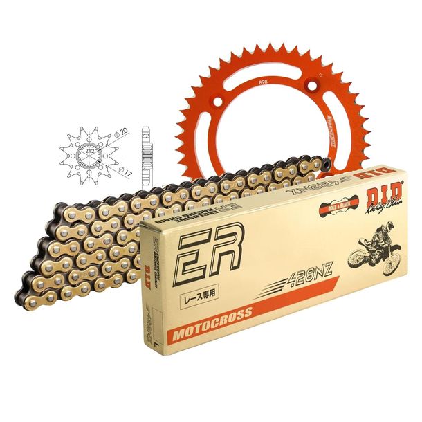 Kettensatz DID Alu 428NZ / 124 Clipschloss orange