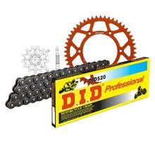 Kettingset DID Alu 520 / 118 Clipsluiting oranje voor KTM SX-F, Husqvarna FC 250ccm bouwjaar 2018 - 2020