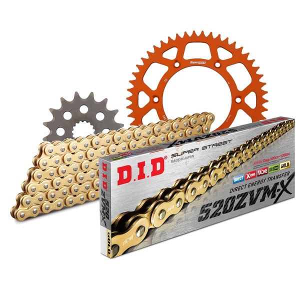 Chain set DID Alu 520ZVM-X / 120 rivet lock orange