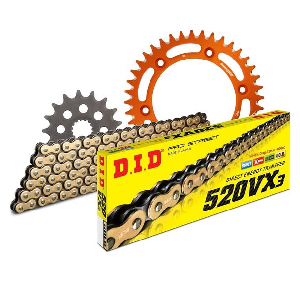 Kettensatz DID Alu 520VX3 / 118 Endlos orange