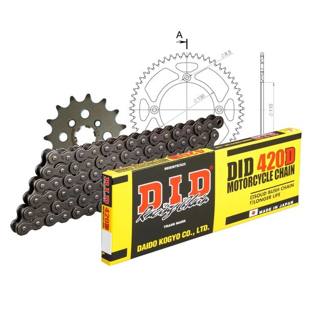 Chain set DID Alu 420D / 124 Clip lock black for Honda CR R 85 ccm Bj. 2005 - 2008
