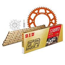 Set di catene DID Alu 520ERT2 / 118 Blocco della clip arancione per KTM EXC RACING Racing EGS SX-F, Husqvarna TE EXC-F Sixdays 150 - 520 ccm Bj. 1992 - 2020