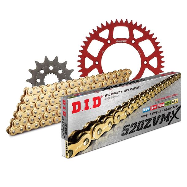 Chain set DID Alu 520ZVM-X / 116 rivet lock red