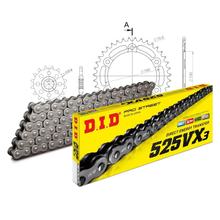 Jeu de chaînes DID Alu 525VX3 / 110 Serrure à rivet noir