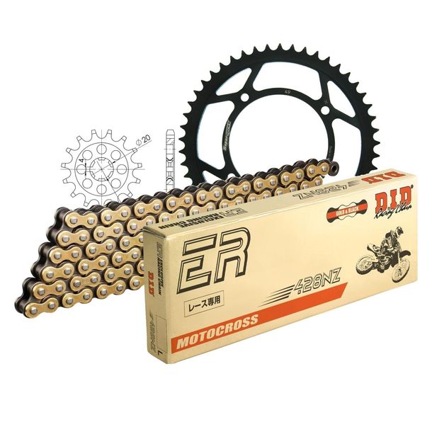 Kettenset DID Alu 428NZ / 118 Clipslot voor Kawasaki KX 80 ccm Bj. 1997