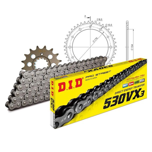 Chain set DID Alu 530VX3 / 116 rivet lock black