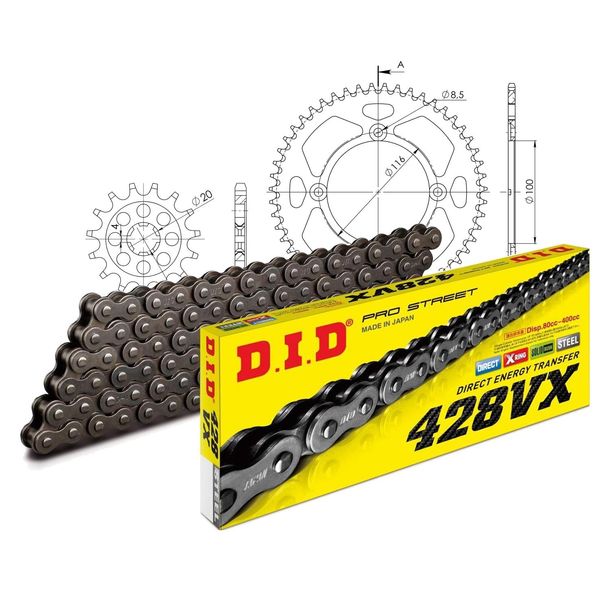 Kettensatz DID Alu 428VX / 124 Endlos schwarz