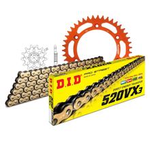 Set di catene DID Alu 520VX3 / 118 Serratura a rivetti arancione