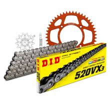Set di catene DID Alu 520VX3 / 110 Serratura a rivetti arancione