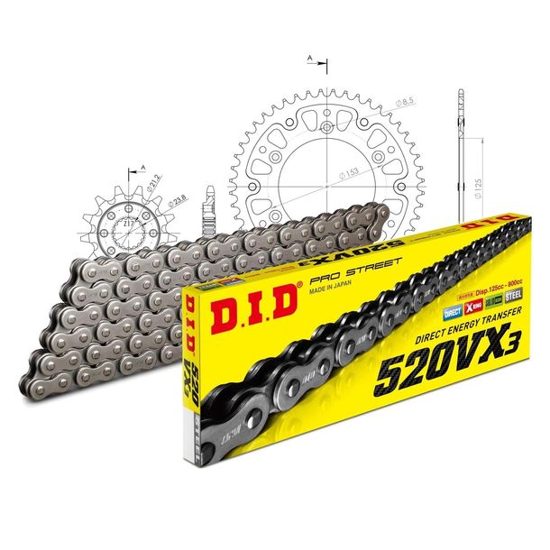 Kettensatz DID Stealth 520VX3 / 114 Endlos gold