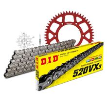 Kit de corrente DID Alu 520VX3 / 116 com fecho clipado vermelho