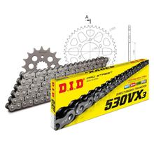 Set di catene DID Alu 530VX3 / 110 Serratura a rivetti nero