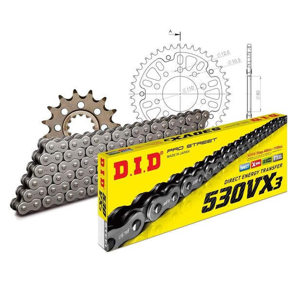 Chain set DID Stealth 530VX3 / 110 endless gold