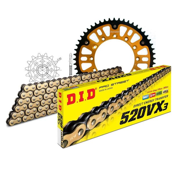 Kettensatz DID Stealth 520VX3 / 116 Endlos gold