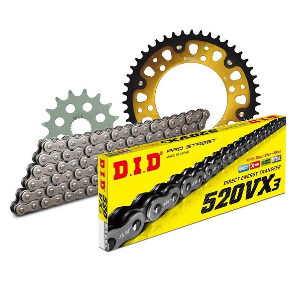 Set di catene DID Stealth 520VX3 / 110 Blocco della clip oro