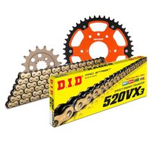 Juego de cadenas DID Stealth 520VX3 / 114 Cerradura de remache naranja