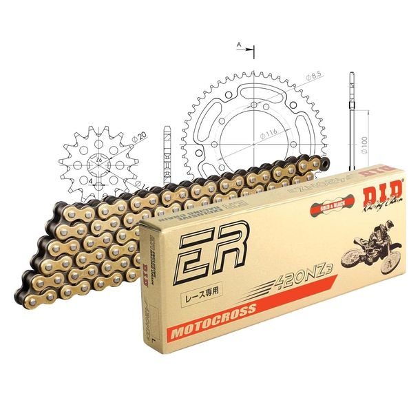 Chain set DID Stealth 420NZ3 / 130 Clip lock gold