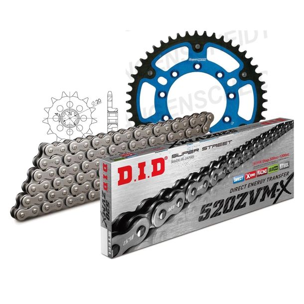 Chain set DID Stealth 520ZVM-X / 114 rivet lock blue