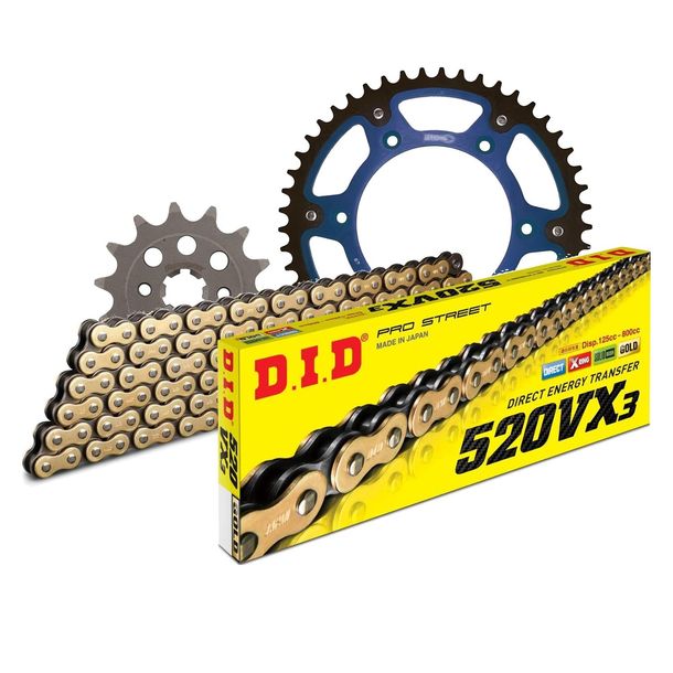 Chain set DID Stealth 520VX3 / 112 rivet lock orange