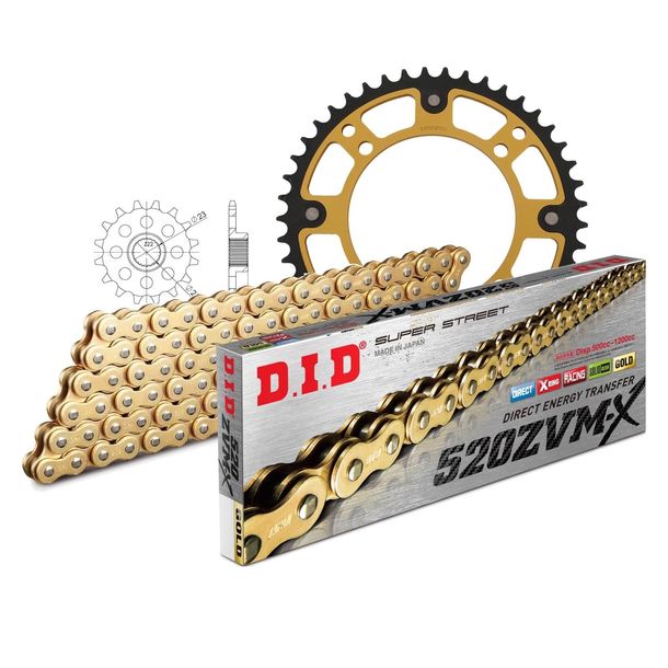 Kettensatz DID Stealth 520ZVM-X / 106 Nietschloss gold