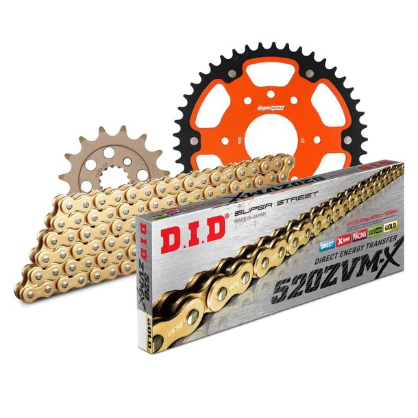 Chain set DID Stealth 520ZVM-X / 114 rivet lock orange