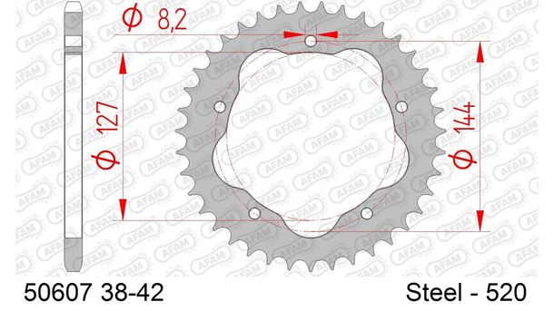 Set di catene AFAM Acciaio 520XRR3 / 116 Blocco della clip