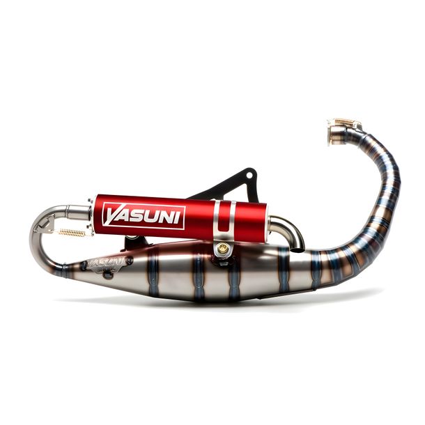 Auspuffanlage Yasuni Carrera 16 rot für Minarelli stehend, Peugeot Vivacity SV GEO Elyseo Elystar TSDI Buxy Speedake Squab Metal-X Zenith TKR Furious