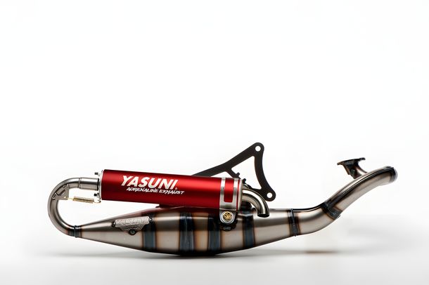 Auspuffanlage Yasuni Scooter R mit Zulassung, rot für Yamaha YE Zest, Motowell Crogen RS Breeze Italjet Dragster Why Jog Magnet Herkules PR 5 S Beta Quadra