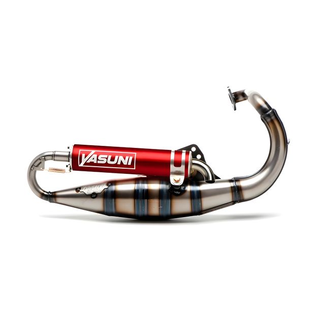 Auspuffanlage Yasuni Scooter R mit Zulassung, rot für Peugeot Vivacity SV GEO Elyseo Elystar TSDI Buxy Speedake Squab Metal-X Zenith TKR Furious Trekker