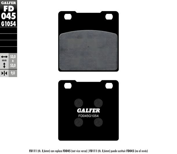 Plaquettes de frein Galfer FD045G1054 Semi-métal avant pour Honda CB N RS T Twin Automatic 250 - 650 ccm Année 1977 - 1990