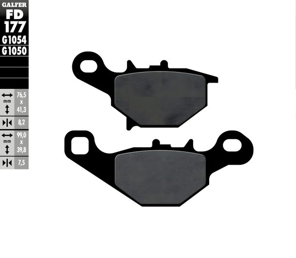 Plaquettes de frein Galfer FD177G1050 Semi-métal SCOOTER avant pour Suzuki DR-Z L L2, Kawasaki KMX Address Street Magic Epicuro 50 - 125 ccm