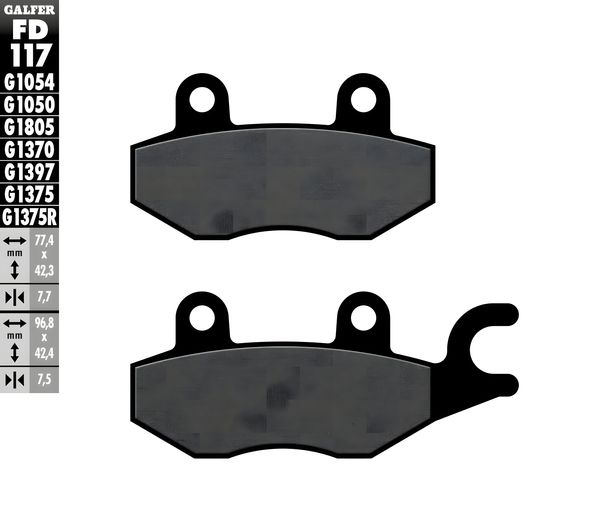 Brake pads Set Galfer 2x FD117G1050 Semi-metal SCOOTER front for Suzuki DR S Big, Triumph Daytona 1 Sprint Tiger i Trident 7 Trophy Cagiva Grand Canyon