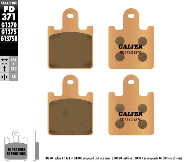 Bremsbeläge Set Galfer 2x FD371G1370 Sinter-Metall STREET vorne für Kawasaki GTR ABS Z SX 1000 / 1400 ccm Bj. 2007 - 2021
