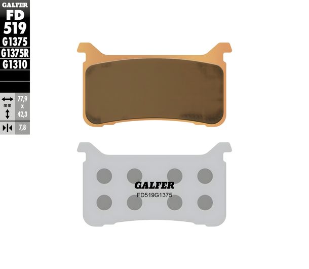 Remblokken Set Galfer 2x FD519G1375 Gesinterd metaal SPORT voor, Honda CB R RA CBR RR Fireblade 600 / 1000 ccm Jaar 2017 - 2025