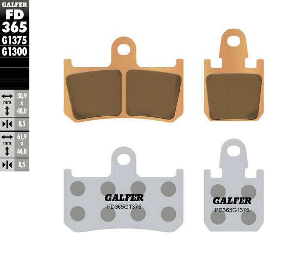 Pastiglie dei freni Set Galfer 2x FD365G1375 Metallo sinterizzato SPORT anteriore per Yamaha YZF-R1 1000 ccm Anno 2007 - 2014