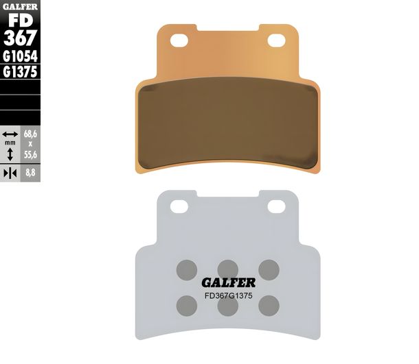 Remblokken Set Galfer 2x FD367G1375 Gesinterd metaal SPORT voor, Aprilia SMV Dorsoduro Factory ABS, Kymco Xciting i 400 - 900 ccm