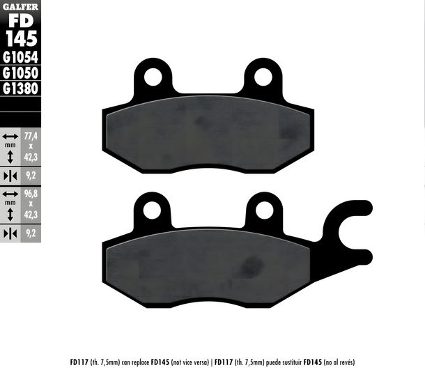 Plaquettes de frein Galfer FD145G1054 Semi-métal arrière pour Cagiva Elefant i.e. Lucky Explorer, Kawasaki KLR Kymco Like Dink PGO G-Max Keeway Silver