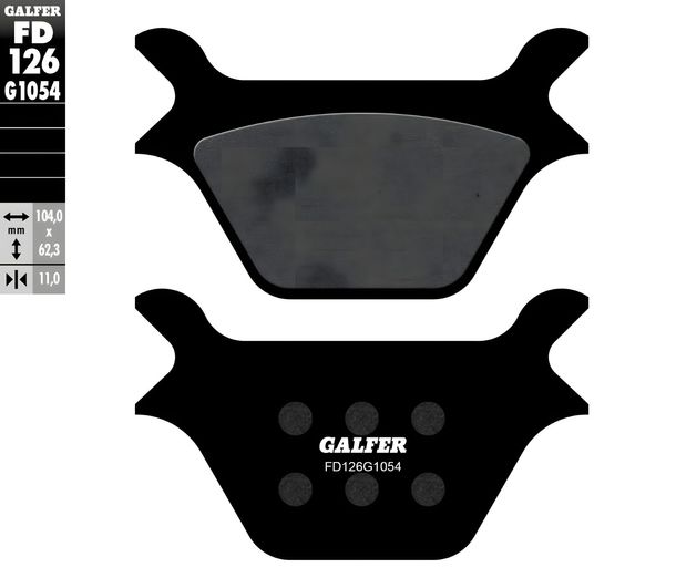 Brake pads Galfer FD126G1054 Semi-metal rear for Harley Davidson FLSTC Fat Boy XLH Sportster Hugger FXSTC Softail Classic FXSTS Springer 883 - 1340 ccm Year 1985 - 1999