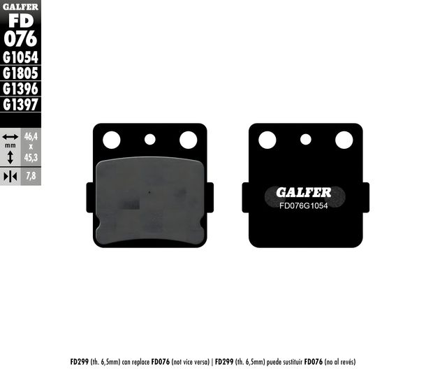 Remblokken Galfer FD076G1054 Halfmetaal achter voor Kawasaki KLX 140 - 500 ccm