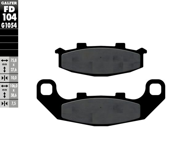 Bremsbeläge Galfer FD104G1054 Semi-Metall hinten für Kawasaki GPX KR1, Suzuki RGV ZZR 250 - 550 ccm Bj. 1986 - 2007