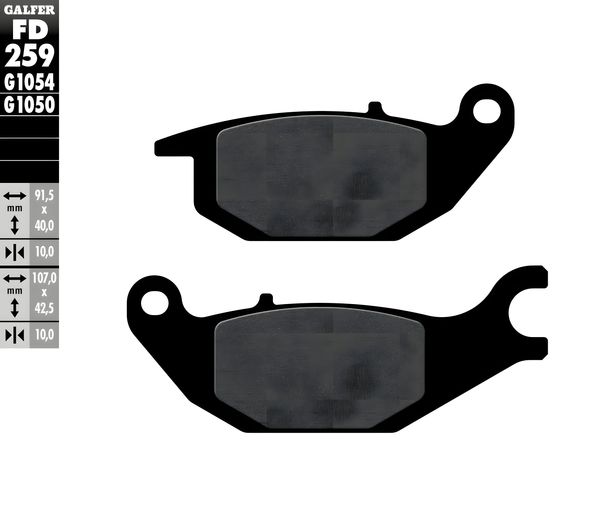Pastillas de freno Galfer FD259G1050 Semimetálico SCOOTER trasero para Yamaha Tricity MWD, Honda XL V Varadero CBR R 125 - 300 ccm