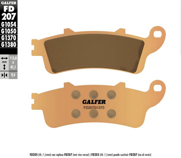 Brake pads Galfer FD207G1370 Sintered metal STREET rear for Honda GL 1 Gold Wing ST Pan-European VFR F V-Tec ABS VTX C CTX 800 - 1800 ccm Year 2001 - 2023