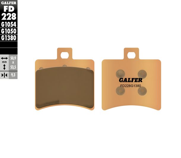 Pastillas de freno Galfer FD228G1380 Metal sinterizado SCOOTER trasero para Aprilia Arrecife Atlantic Sprint, Benelli Velvet Dusk Scarabeo Malaguti Madison