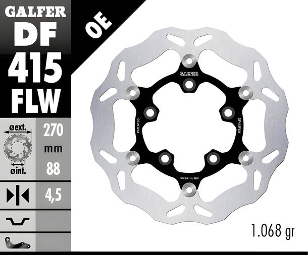 Bremsscheibe Galfer DF415FLW WAVE® schwimmend vorne 270x4,5mm für Kymco Xciting – Bild 2