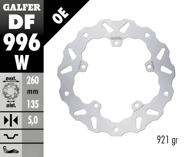 Bremsscheibe Galfer DF996W WAVE® mit ECE R90 Zulassung, starr hinten 260x5mm für Harley Davidson XLT Sportster S 1250 ccm Bj. 2021 - 2023
