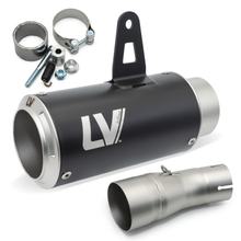 Koncový tlumič LeoVince LV CORSA RACING Black Edition z nerezové oceli, černý pro Kawasaki Ninja 400 2018 - 2021 E4 / 2022 - 2023 E5 / Ninja 500 / SE 2024 - 2026 E5+ / Z 400 2019 - 2021 E4 / 2022 - 2023 E5 / Z 500 / SE 2024 - 2026 E5+