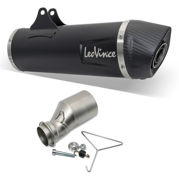 Silencieux d'échappement arrière LeoVince NERO RACING en acier inoxydable noir, embout en fibre de carbone pour Gas Gas ES / SM 700 Année de fabrication 2022 - 2024 E5 / KTM Enduro R / SMC R 690 Année de fabrication 2019 - 2024 E4 / E5